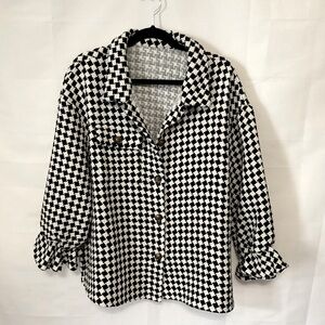 SHEIN Curve black and white houndstooth tweed shacket size 1xl